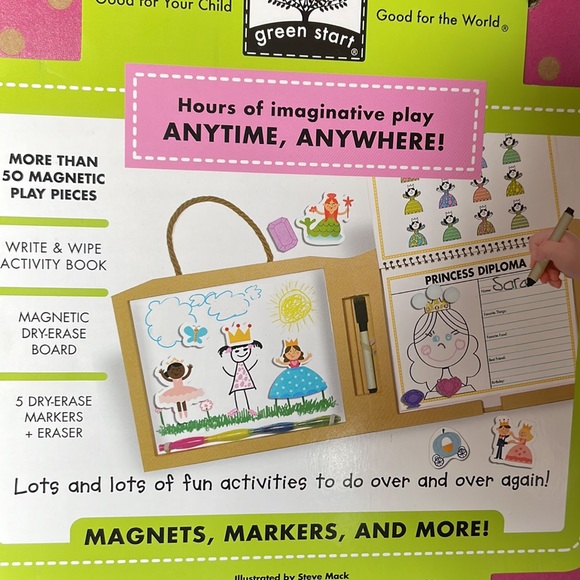 New Green Start Play Draw Create Reusable Drawing & Magnetic Kit - Princesses - Picture 6 of 8